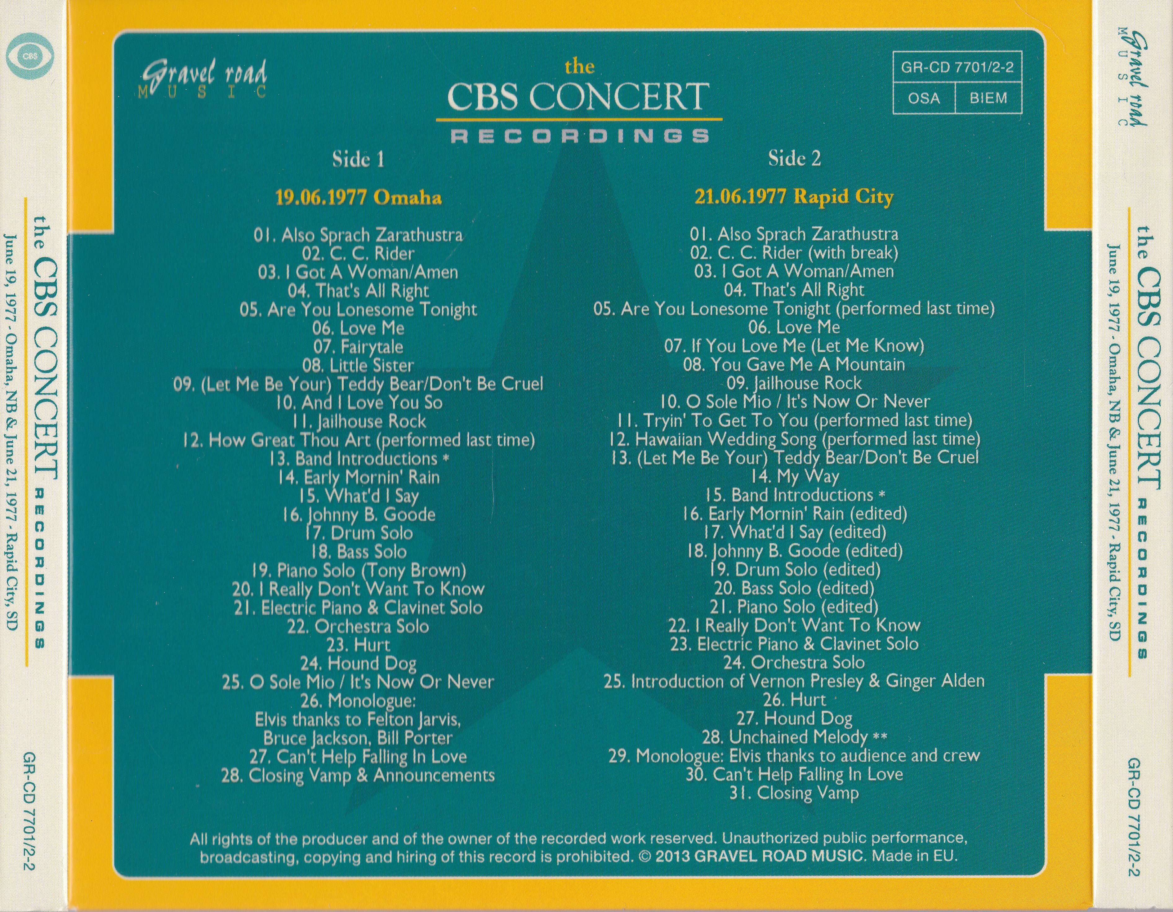 Elvis Presley The CBS Recordings : Back